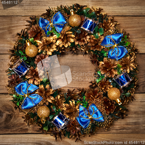 Image of Christmas wreath top view