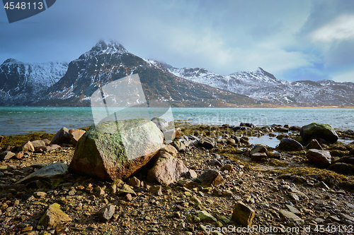 Image of Fjord in Norway, Lofoten islands