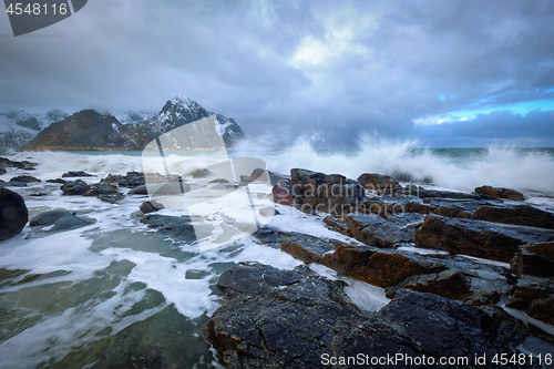 Image of Rocky coast of fjord in Norway