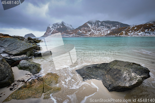 Image of Rocky coast of fjord in Norway