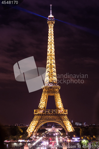 Image of Eiffel Tower at sunset in Paris