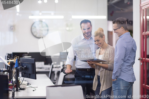 Image of Business team Working With laptop in creative office
