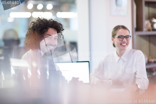 Image of startup Business team Working With laptop in creative office