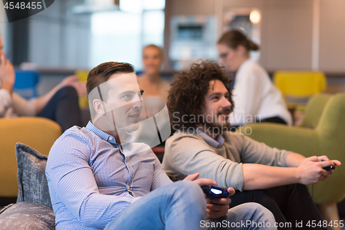 Image of startup Office Workers Playing computer games