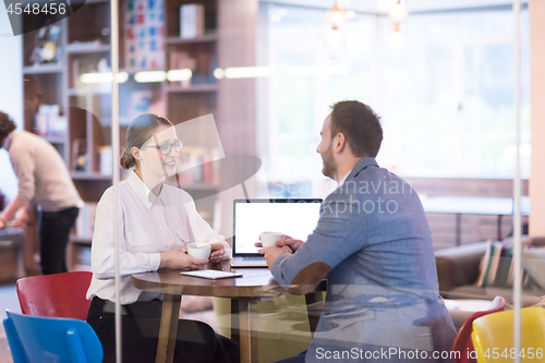 Image of startup Business team Working With laptop in creative office