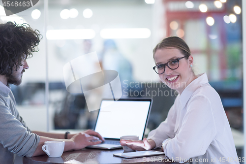 Image of startup Business team Working With laptop in creative office