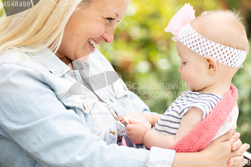 Image of Young Caucasian Mother and Daughter At The Park