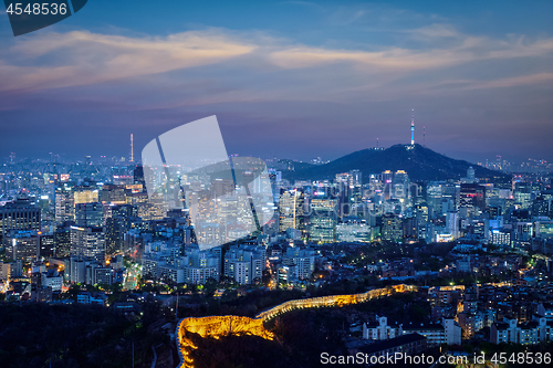 Image of Seoul skyline in the night, South Korea.