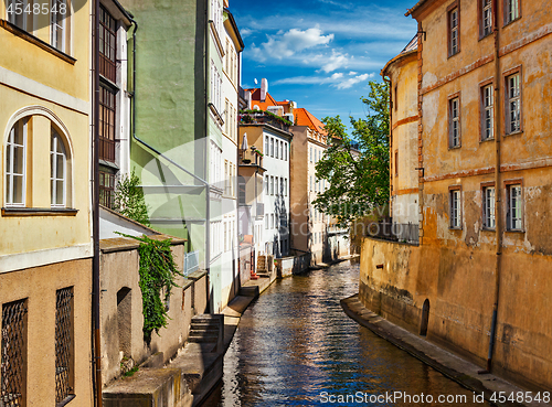 Image of Mala Strana canal and houses in Prague