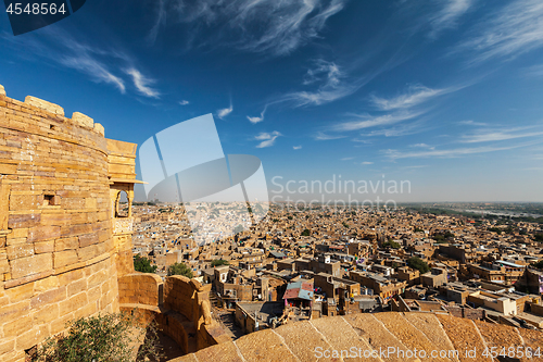 Image of View of Jaisalmer city from Jaisalmer fort, Rajasthan, India