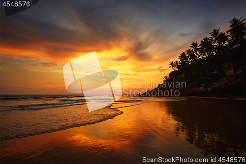 Image of Sunset on Varkala beach, Kerala, India