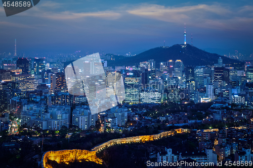 Image of Seoul skyline in the night, South Korea.