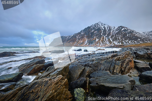 Image of Rocky coast of fjord in Norway