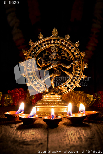 Image of Shiva Nataraja with Diwali lights