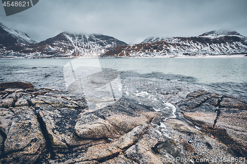 Image of Rocky coast of fjord in Norway