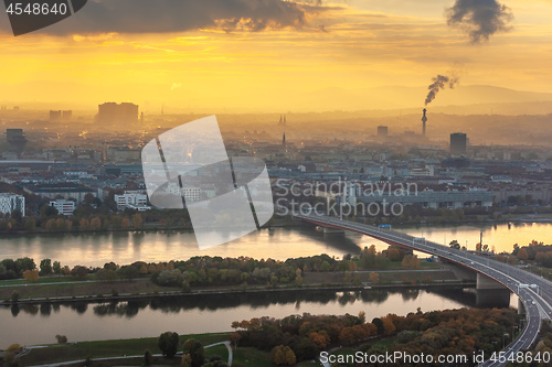 Image of beautiful sunset over Vienna