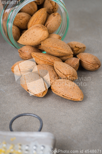 Image of Glass jar with almonds
