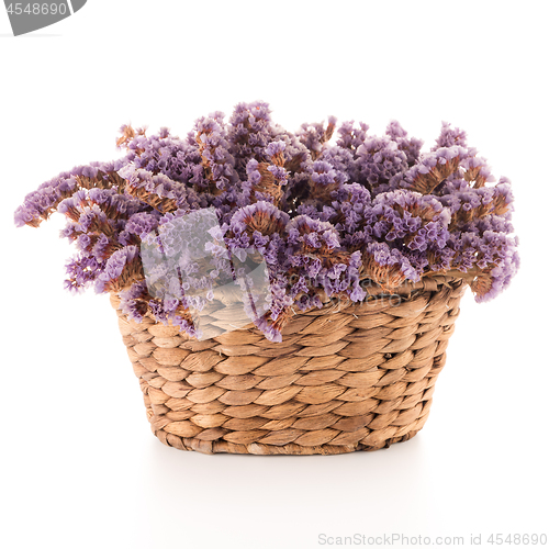 Image of Basket with purple flowers