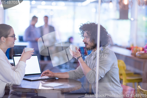 Image of startup Business team Working With laptop in creative office