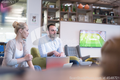 Image of Startup Business Team At A Meeting at modern office building