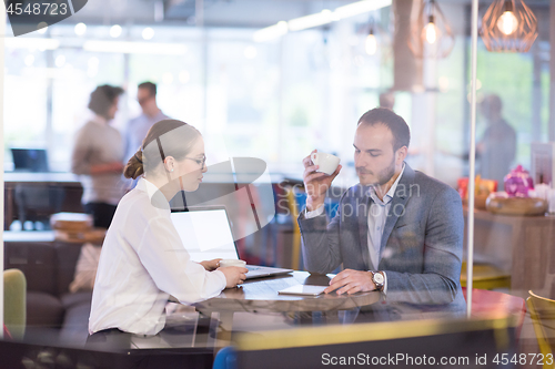 Image of startup Business team Working With laptop in creative office