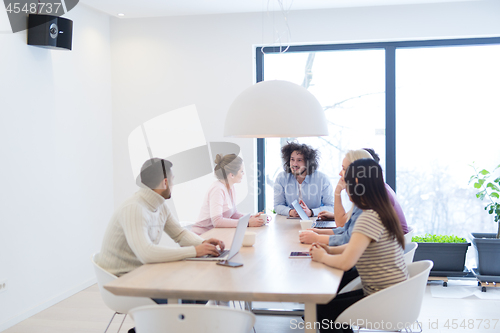 Image of Startup Business Team At A Meeting at modern office building