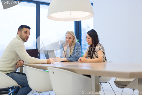 Image of Startup Business Team At A Meeting at modern office building