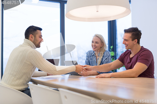 Image of Startup Business Team At A Meeting at modern office building