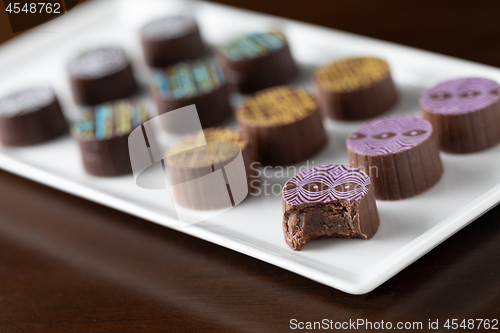Image of Artisan Fine Chocolate Candy On Serving Dish