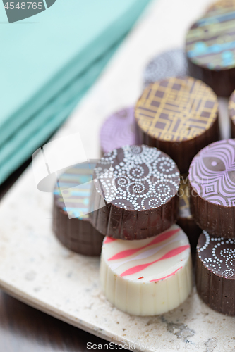 Image of Artisan Fine Chocolate Candy On Serving Dish