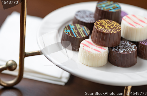 Image of Artisan Fine Chocolate Candy On Serving Dish