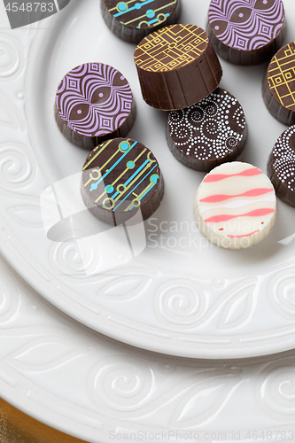 Image of Artisan Fine Chocolate Candy On Serving Dish