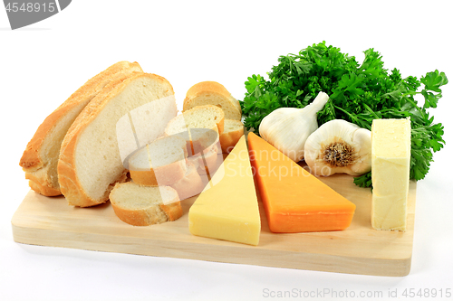 Image of Products for home made spread Garlic Bread. 