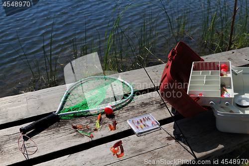 Image of Preparing for fishing day. 