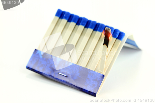 Image of Burning Matchbook paper stick macro.