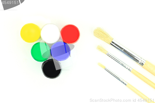 Image of Acrylic Watercolours and paintbrushes - close-up 