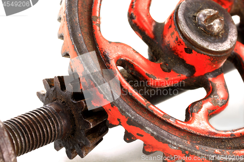 Image of Antique Hand Drill Pinion - macro photo. 
