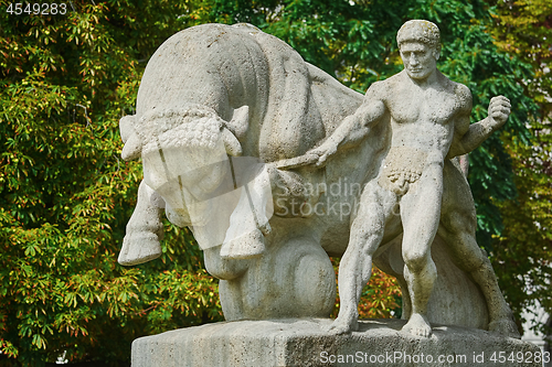Image of Statue of Man with Bull