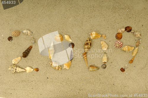 Image of 2009 written with shells