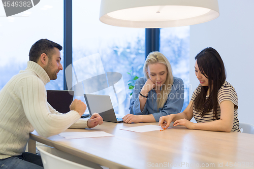 Image of Startup Business Team At A Meeting at modern office building