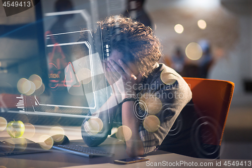 Image of businessman relaxing at the desk