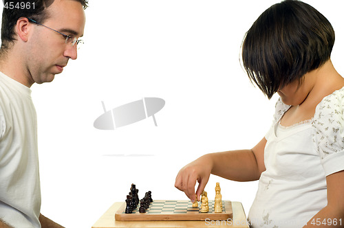 Image of Father Daughter Playing Chess