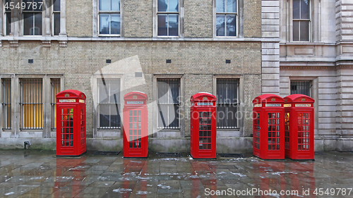 Image of Five Red Telephone Boxes