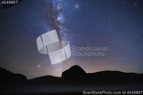 Image of Milky Way and pre dawn glow on the horizon