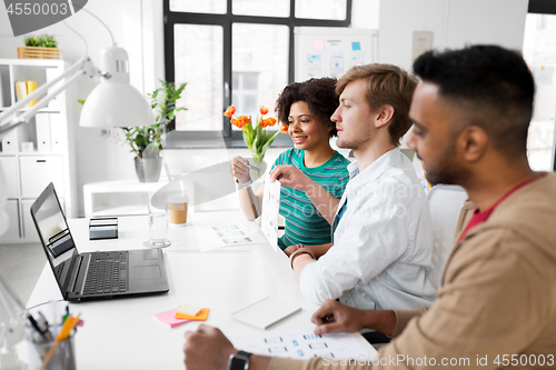 Image of creative team having video conference at office