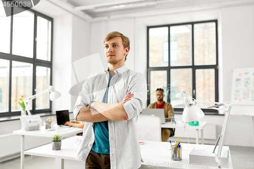 Image of man with crossed hands at office