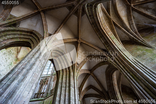 Image of Stone arches within Mont Saint-Michel abbey