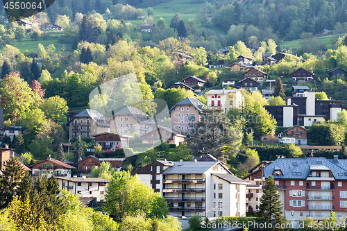 Image of View of french alps mountain  and Saint-Gervais-les-Bains villag