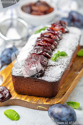 Image of Delicious homemade plum cake.