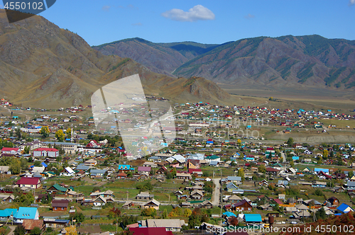 Image of Small village in mountain daytime type overhand